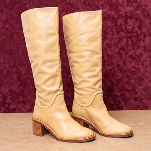 Vince Women Fabien Banana Leather Slip-on Fashion Round Tall Boots sz 6